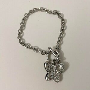 Butterfly Charm Bracelet Heart Cut Out Toggle Closure